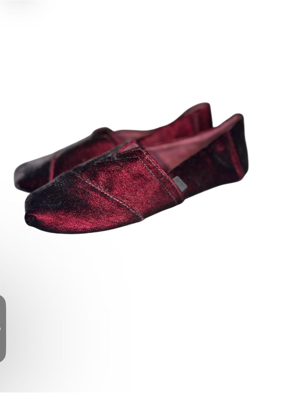 Toms Burgundy Velvet Slip-Ons